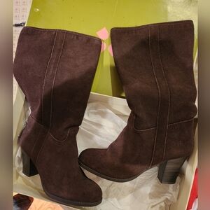 Naturalizer Dark Brown Suede Heeled Boots Original Price $119.